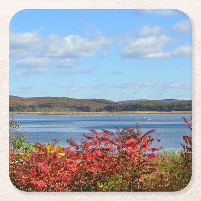 Hösten på floden Connecticut Underlägg Papper Kvadrat (Framsidan)