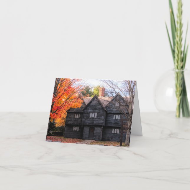 Hösten på Salem Witch House-Helgdag Card Helgkort (Framsida)