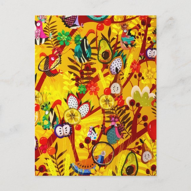 Hösten - Paradise i Botaniska skogen - fågelblommo Helg Vykort (Framsida)