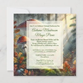 Hösten Picnic National Mushroom Day Firande Julkort