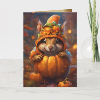 Hösten Pumkin Squirrel, Happy halloween Cute Kort