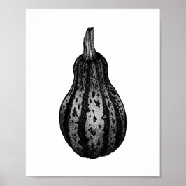 Hösten Pumpkin Bläck Stipple Teckning Poster