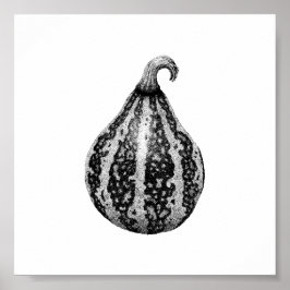 Hösten Pumpkin Bläck Stipple Teckning Poster
