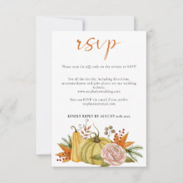 Hösten Pumpkin Blommigt Bröllop QR-kod OSA Kort