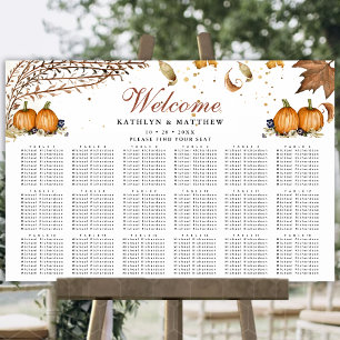 Hösten Pumpkin Botanical Bröllop 18 Bord Seating Poster