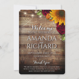 Hösten Pumpkin & Burgundy RosesWedding Program