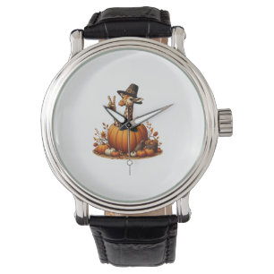 Hösten Pumpkin Fall Giraffe Thanksgiving Womens Me Armbandsur