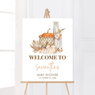 Hösten Pumpkin Fall i Kärlek Välkomstbabydusch Poster