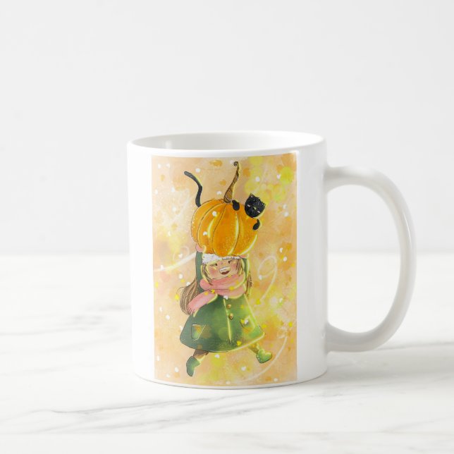 Hösten Pumpkin Girl and Cat Mugg (Höger)