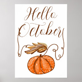 Hösten Pumpkin Hej oktober Poster