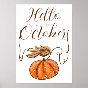 Hösten Pumpkin Hej oktober Poster