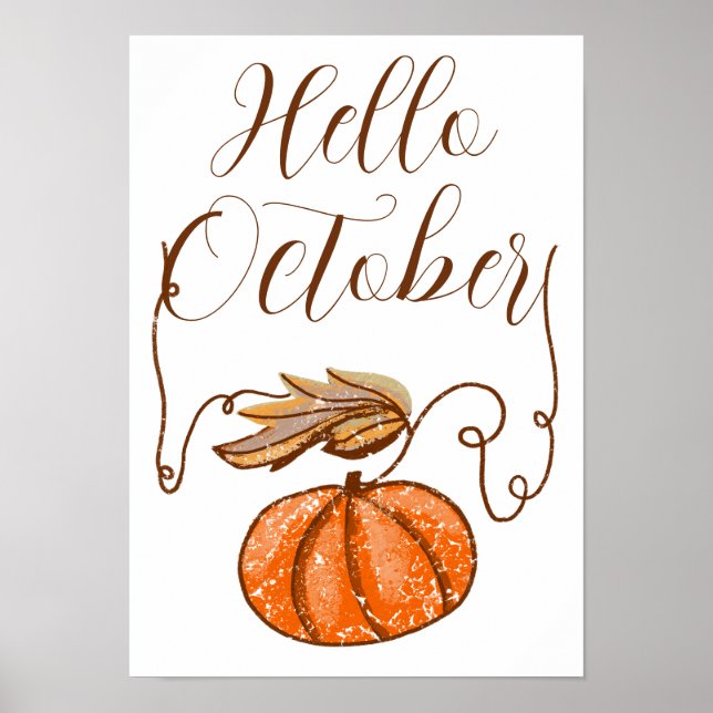 Hösten Pumpkin Hej oktober Poster (Framsidan)