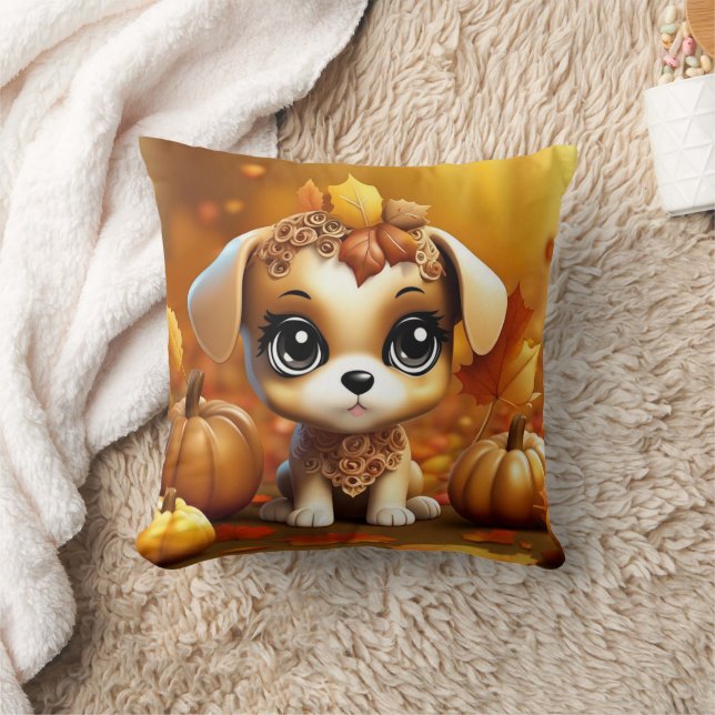 Hösten Pumpkin Puppy Kudde (Filt)