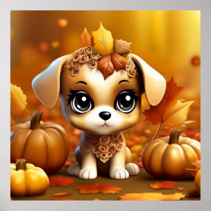 Hösten Pumpkin Puppy Poster
