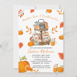 Hösten Pumpkin Spice Fall Baby Shower Inbjudningar