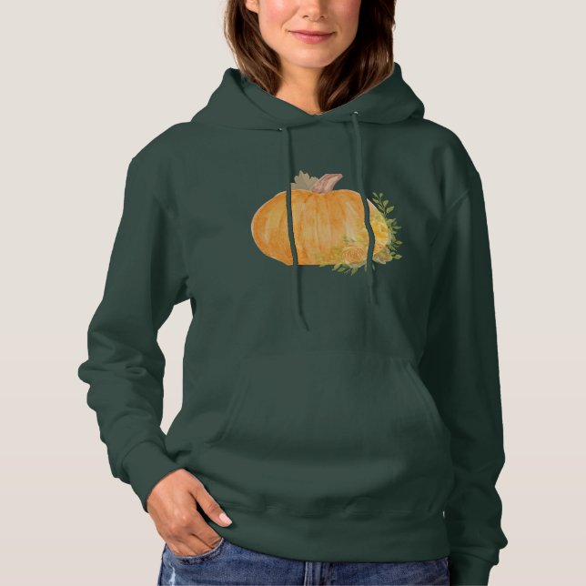 Hösten Pumpkin Watercolor Art T Shirt (Framsida)
