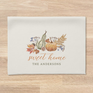 Hösten Pumpkins Bouquet Family Namn Kökshandduk