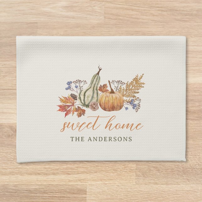 Hösten Pumpkins Bouquet Family Namn Kökshandduk (Skapare uppladdad)
