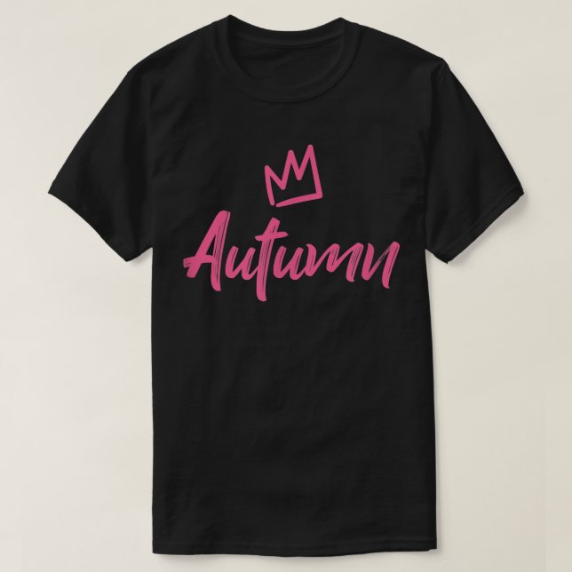 Hösten: QueenPink Krona & Namn för kvinnor T Shirt (Design framsida)