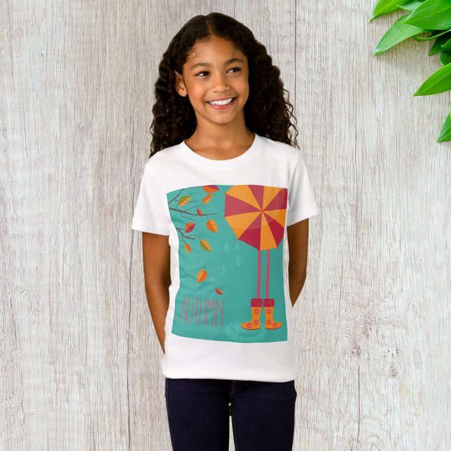Hösten Rain Boots och Parbrella Höst löv T Shirt (Skapare uppladdad)