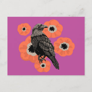 Hösten Raven och Anenome Postcard Vykort