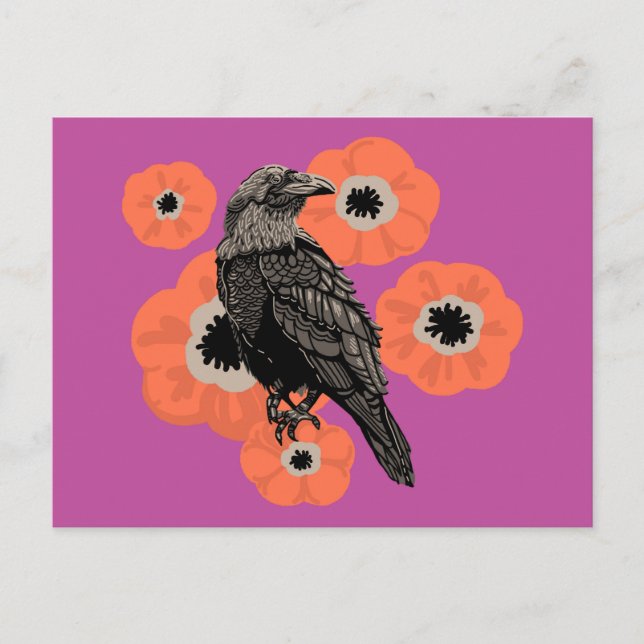Hösten Raven och Anenome Postcard Vykort (Framsida)