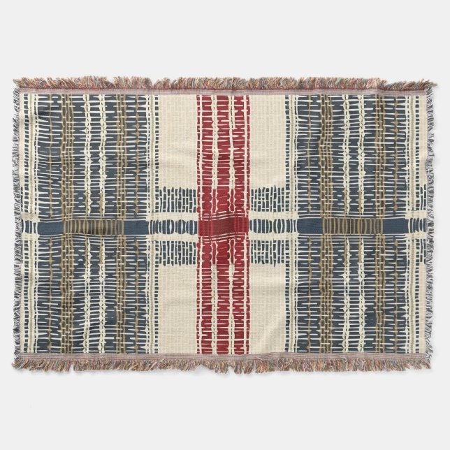 Hösten Red and Navy Play Mönster Filt (Framsidan)