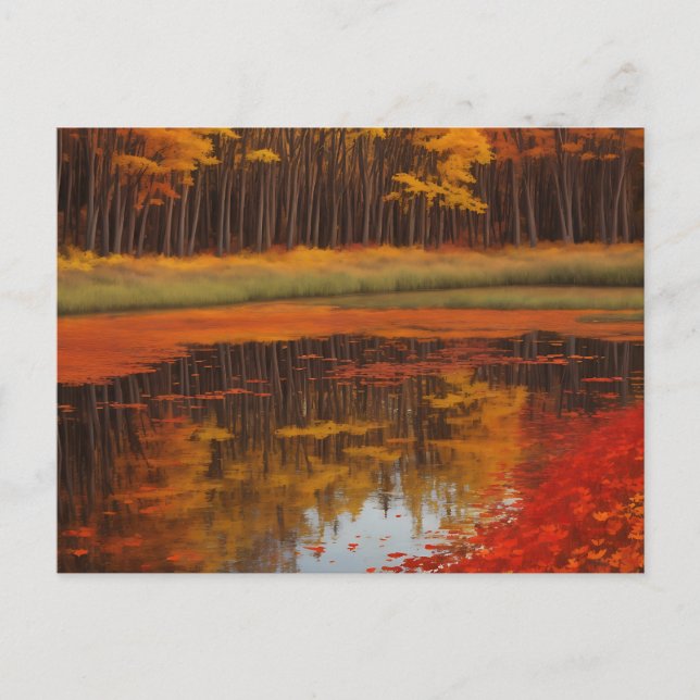 Hösten reflekterar A Serene Sjö Vykort (Framsida)