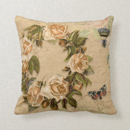 Hösten Ro Blommigt Bouquet Flowers Bee n Ephemera Kudde