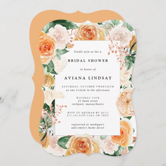 Hösten Ro Blommigt Inbjudningskort för möhippan (Fram/baksida)