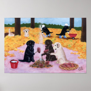 Hösten Roligt Labradors Artwork Poster