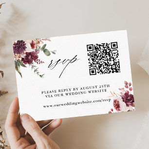 Hösten Romantik Blommigt Bröllop QR-kodOSA Tilläggskort