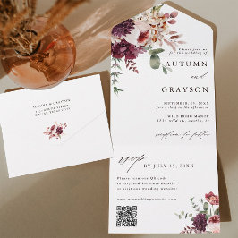 Hösten Romantik Elegant Blommigt Bröllop QR-kod