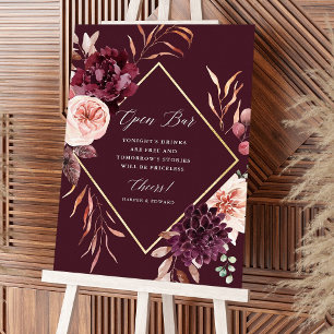 Hösten Romantik Guld Ram Blommigt Bröllop Öppet Pu Poster