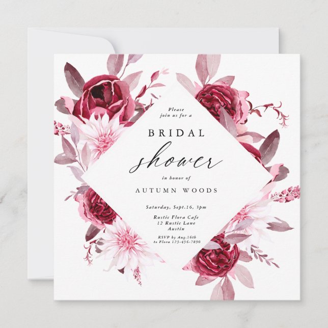 Hösten Romantik Guld Ram Blommigt möhippa Inbjudningar (Framsida)