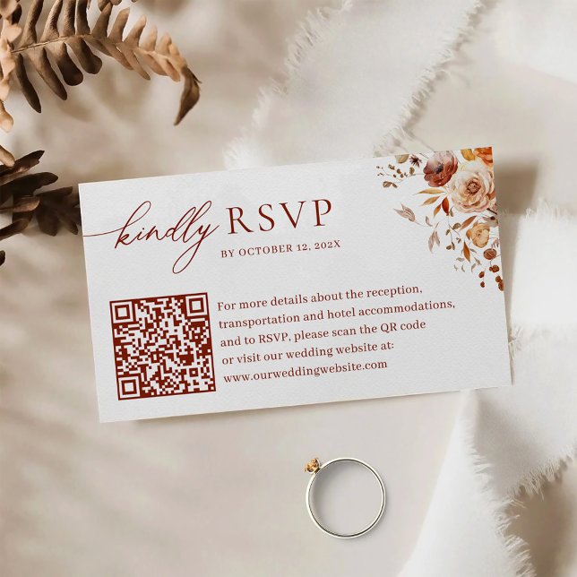 Hösten Romantik QR-kod Bröllop OSA Tilläggskort (Skapare uppladdad)