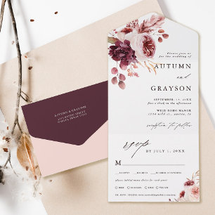 Hösten Romantik Watercolor Blommigt Bröllop