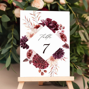 Hösten Romantik Watercolor Blommigt Bröllop Bordsnummer