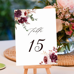 Hösten Romantik Watercolor Blommigt Bröllop Bordsnummer