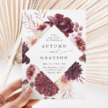 Hösten Romantik Watercolor Blommigt Bröllop Inbjudningar<br><div class="desc">Den här bröllopsinbjudan innehåller en vattenfärgsblomma av dahlias,  trädgårdsodling och ro i burgundrött,  maron,   rosa över höst löv med diamantformen ram. Om du vill ha en mer avancerad anpassning av den här designen klickar du på BLUE DESIGN VERKTYG. Matchande objekt är också tillgängliga.</div>