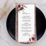 Hösten Romantik Watercolor Blommigt Bröllop Meny<br><div class="desc">Den här bröllop-menyn har vattenfärgade blombuketter av dahlier,  trädgårdsodling ro och peony i burgundröd,  maron,   rosa över höst löv. Om du vill ha en mer avancerad anpassning av den här designen klickar du på BLUE DESIGN VERKTYG. Matchande objekt är också tillgängliga.</div>