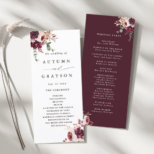 Hösten Romantik Watercolor Blommigt Bröllop Program