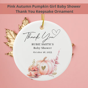 Hösten Rosa Pumpkin Guld Heart Tack Julgransprydnad Keramik