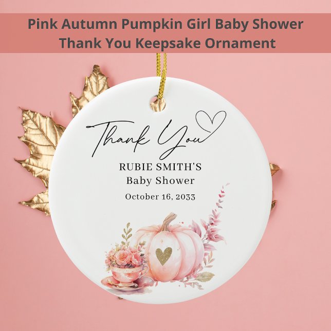 Hösten  Rosa Pumpkin Guld Heart Tack Julgransprydnad Keramik (Skapare uppladdad)