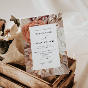 Hösten Rustic Blommigt, Mjuk Ro Bröllop Inbjudningar