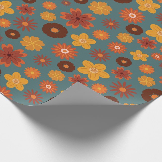 Hösten Rustic Blommigt Sömlös Bröllop Firande Presentpapper (Hörn)