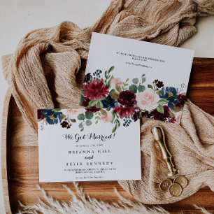 Hösten Rustic Burgundy Calligraphy Elopement Meddelande