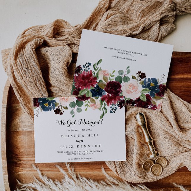 Hösten Rustic Burgundy Calligraphy Elopement Meddelande (Skapare uppladdad)