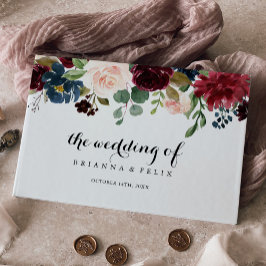 Hösten Rustic Burgundy Modern Calligraphy Bröllop Gästböcker