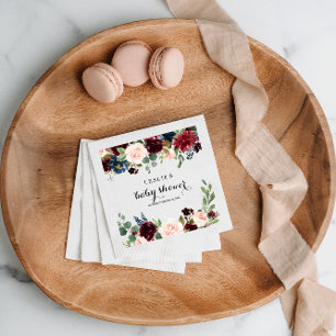 Hösten Rustic Dazzling Burgundy Baby Shower Pappersservett